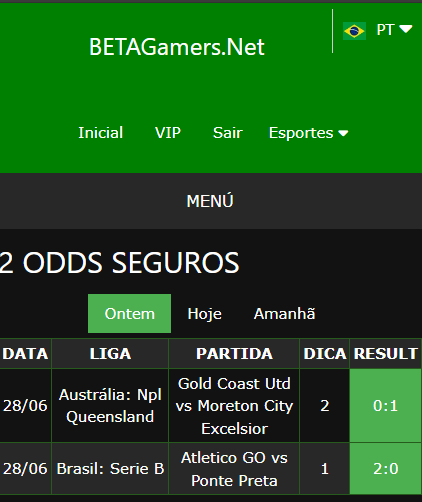 boletim de apostas vip ganho